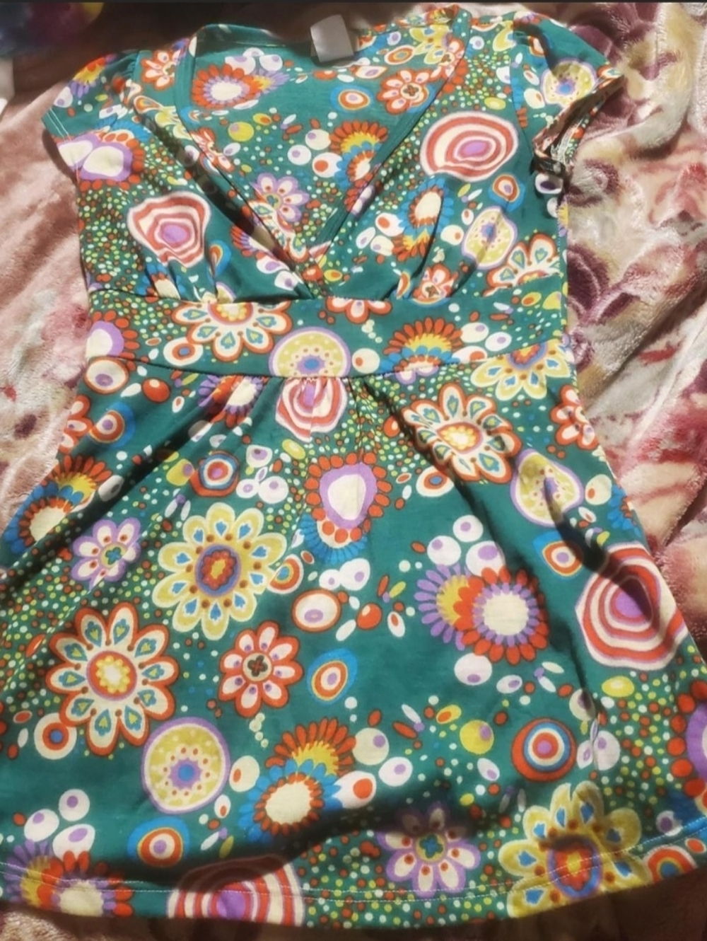 Chocolate Factory-Bright Green Floral Short Dress